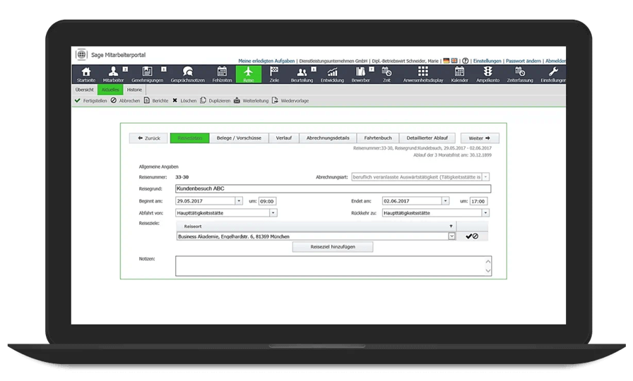 Sage HR Suite reisekosten