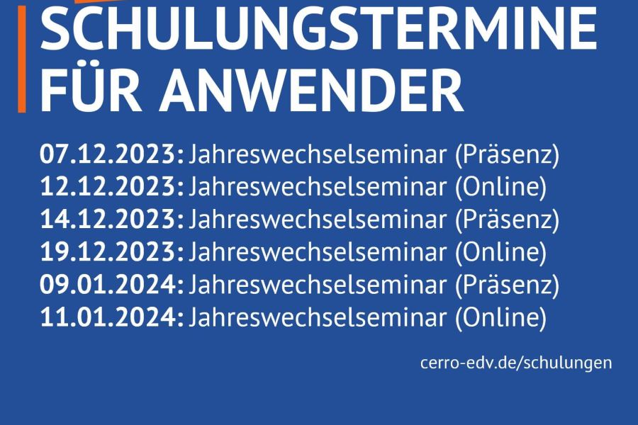 Termine Sage HR Suite Jahreswechselseminare Dez. 2023 – Jan. 2024